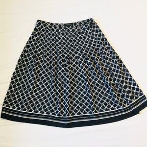 Talbots Navy Patterned A-Line Skirt, Sz. 6 .EUC